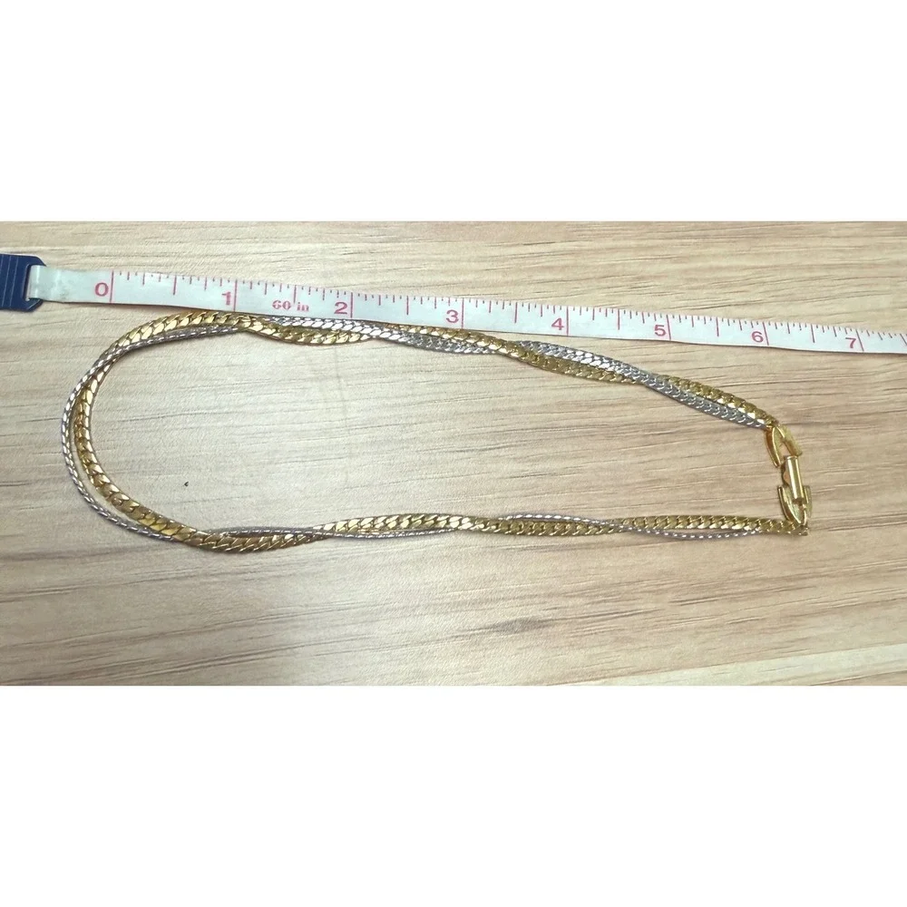 Vintage Avon Two-Strand Twisted Mixed Metal Gold & Silver Tone Necklace 14.5